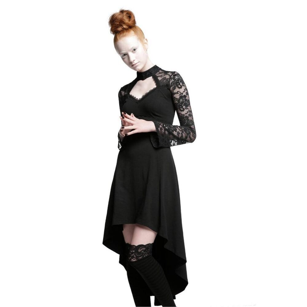 Tripp NYC Sweetheart Lace Collar Hi-Low Vamp Witch Goth Dress Sz. Jr. M